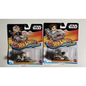 Hot Wheels Racers Disney Star Wars Luke Skywalker, Princess Leia (Lot of 2) NIB